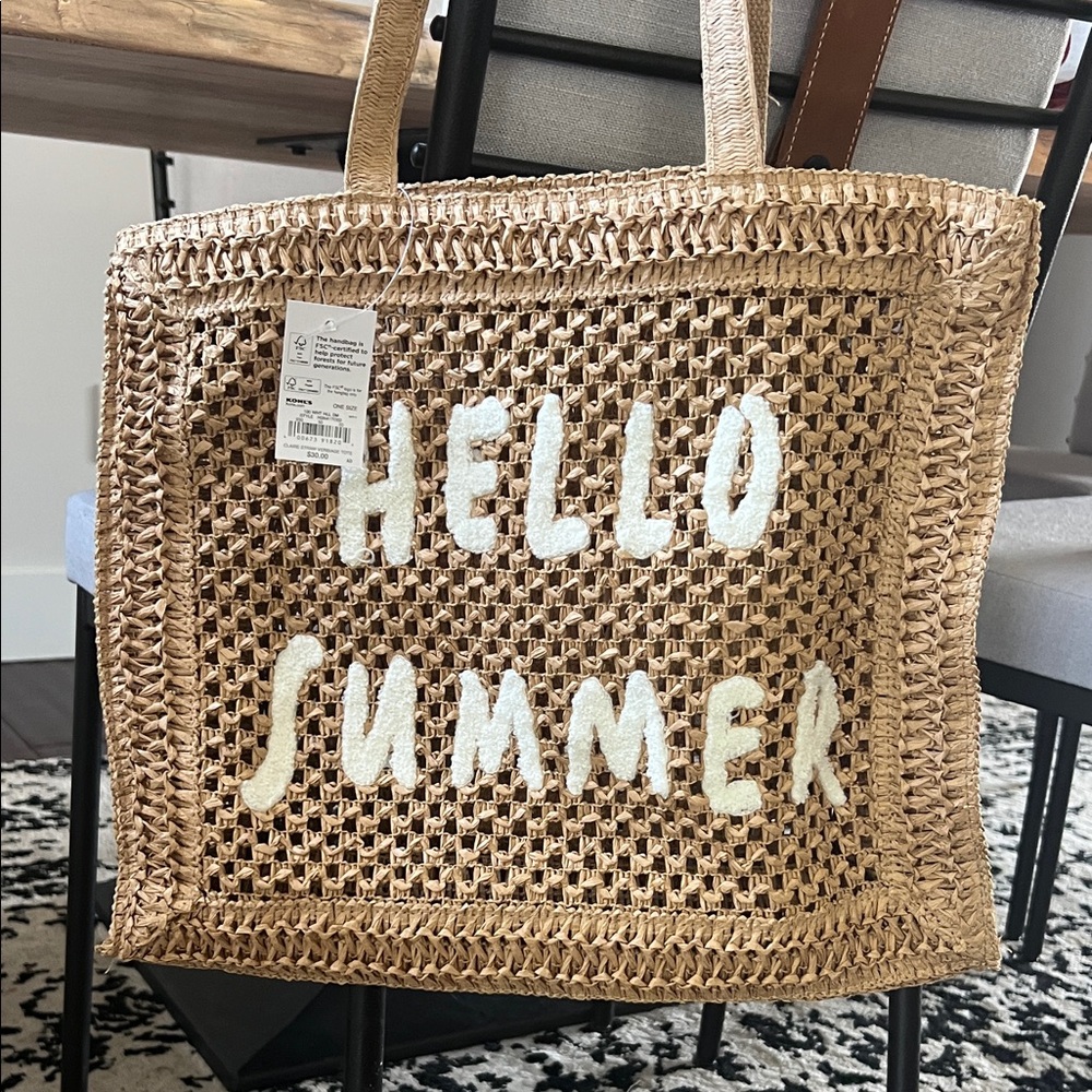 Sonoma Woven Tote Bag - Brown and White